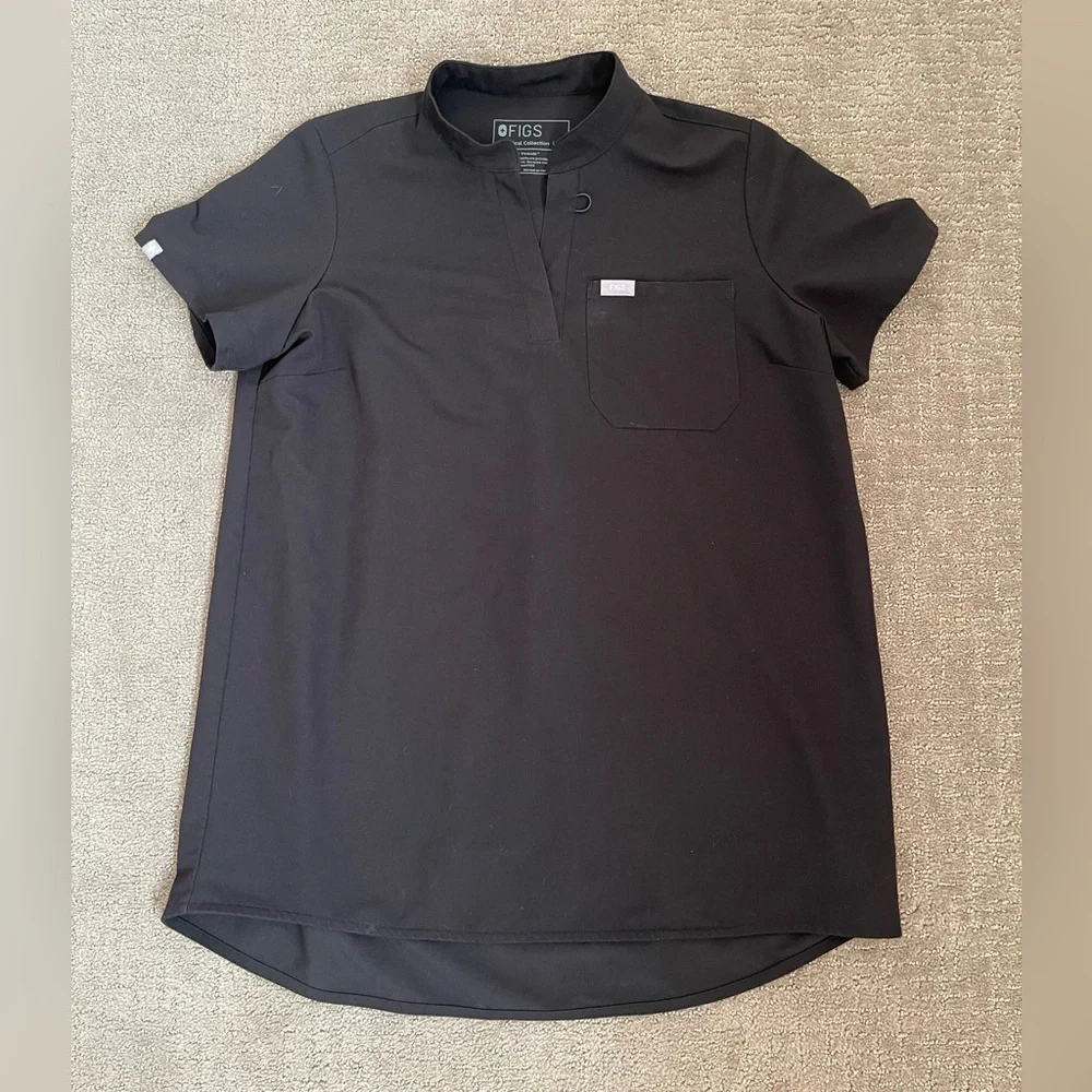 FIGS Kitale Maternity Scrub Top Short Sleeve Black Size Small - Picture 3 of 6